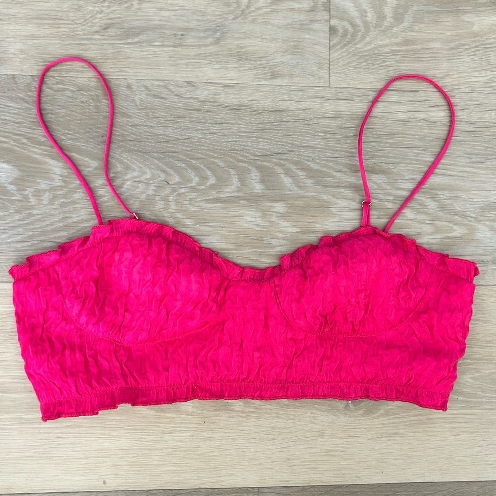Zara Hot Pink Ruched Bralette Top - Size L